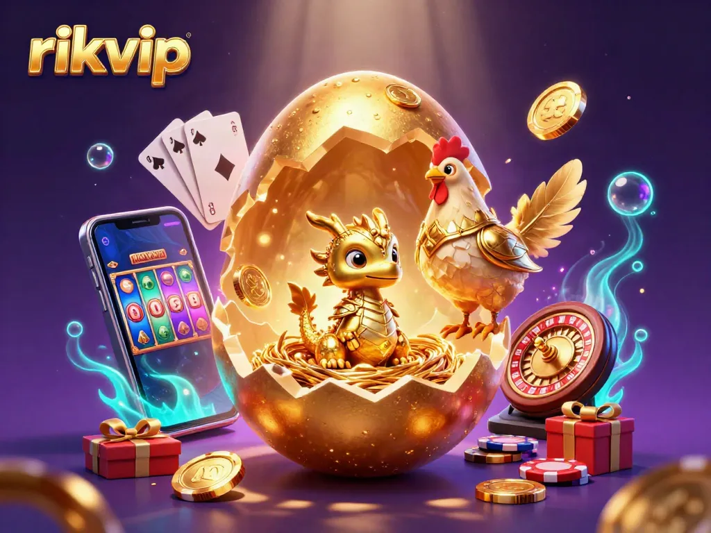 Experience thrilling gameplay at rikvip with a captivating golden dragon scene surrounded by vibrant gaming elements.