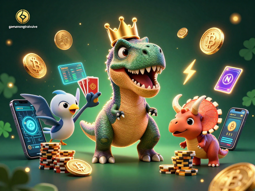 Experience the excitement of gamenongtraivuive as casino characters shuffle cards and stack chips.