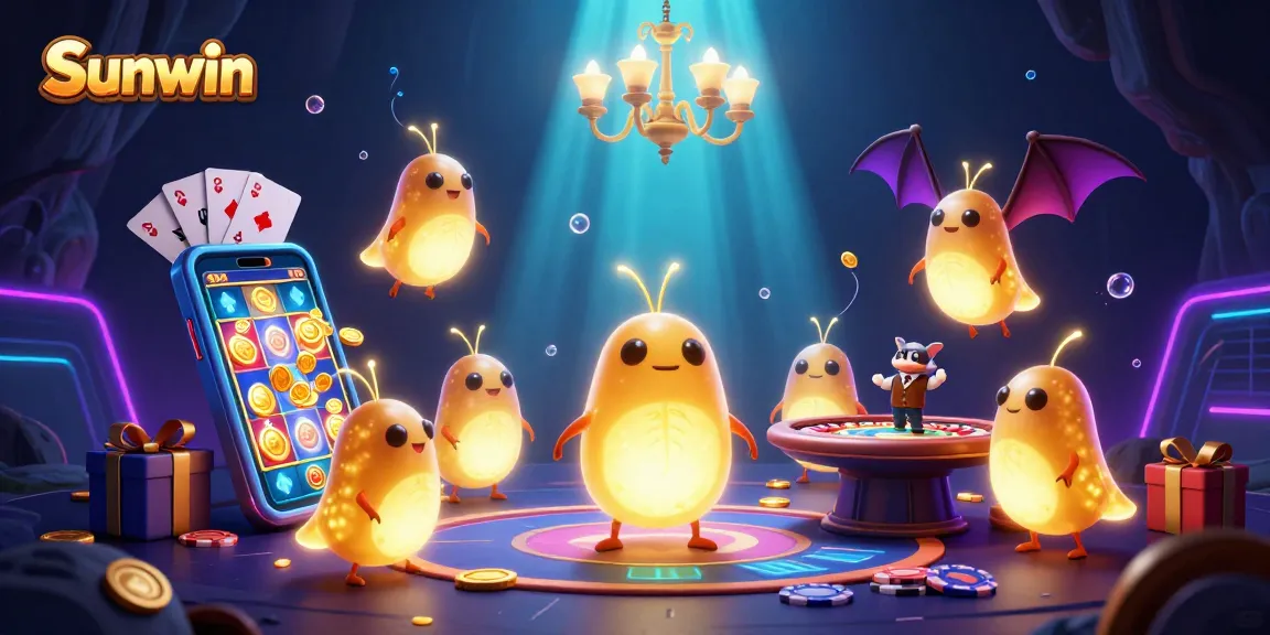 Experience the colorful casino magic with Sunwin's vibrant glowworms illuminating the gaming scene.