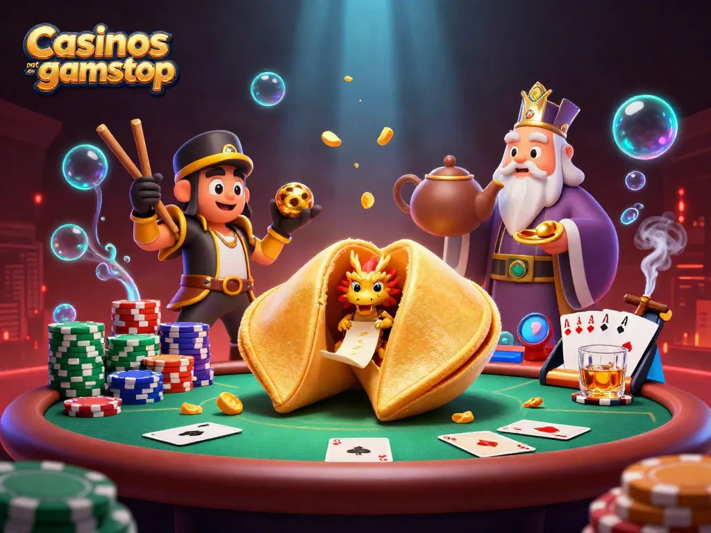 Reveal your fortune with Casinos not on gamstop in a rich 3D illustration of a whimsical casino scene.