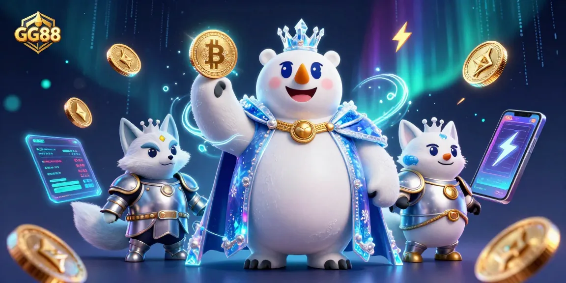 Spin big wins with GG88's enchanting polar king and gaming magic in this casino-themed fantasy.
