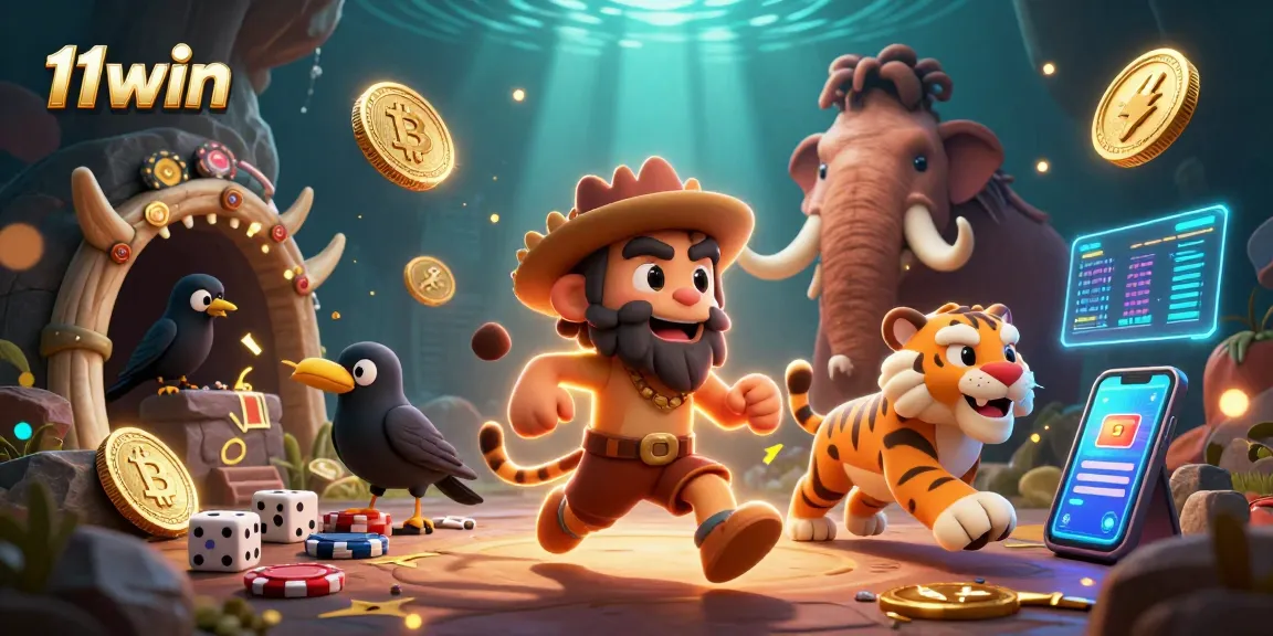 Experience thrilling moments at 11win casino with animated cavemen and roaring tigers.