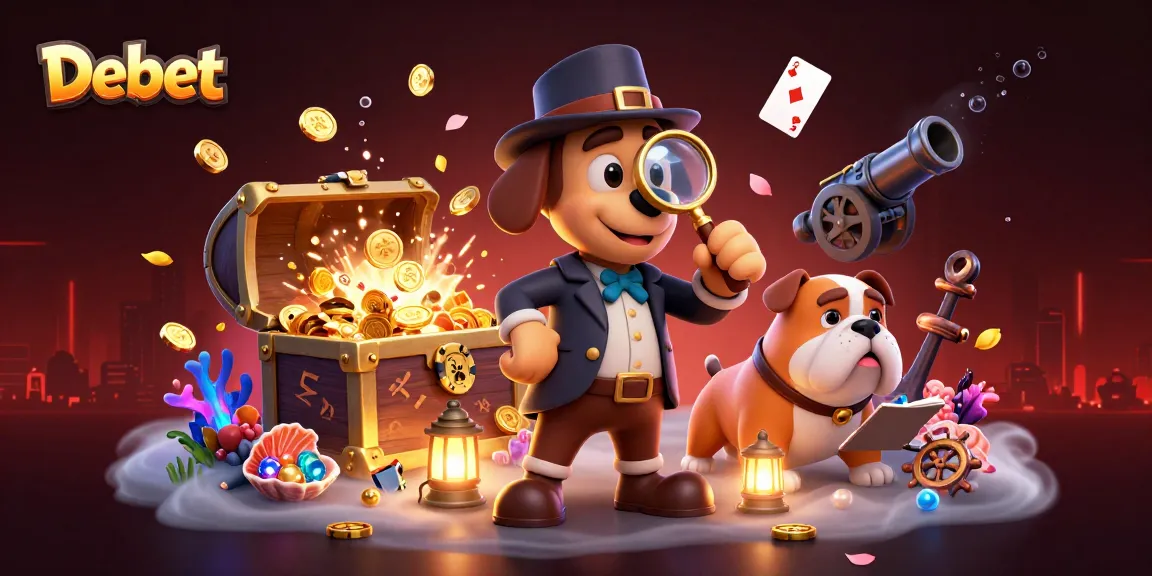 Investigate lucrative poker opportunities with Debet in this captivating 3D casino illustration.