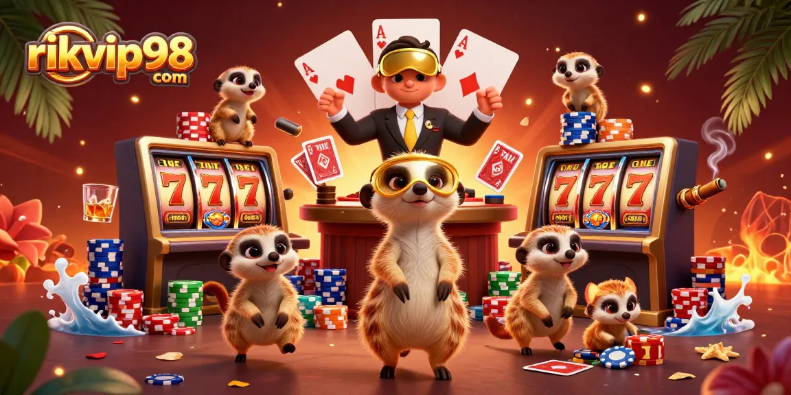 Experience thrilling gameplay with rikvip98 com in this vibrant casino scene featuring meerkats!