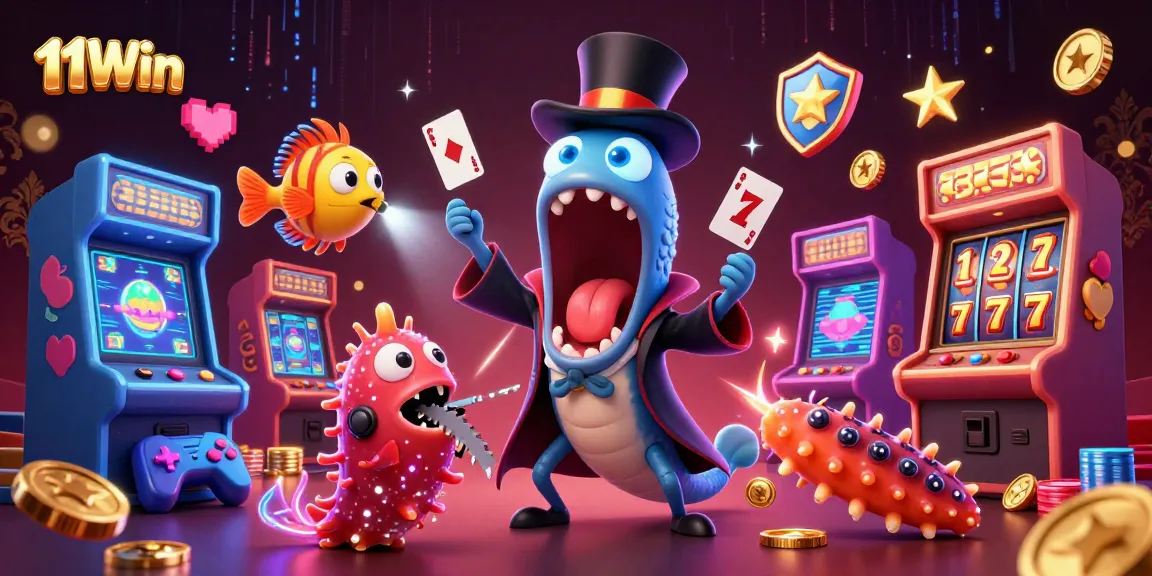 Experience the thrill of 11Win with a magical underwater casino scene filled with vibrant gaming elements.