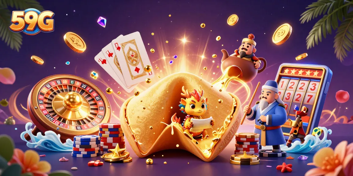 Win big with 59G as you engage in thrilling gambling experiences amidst a magical scene.