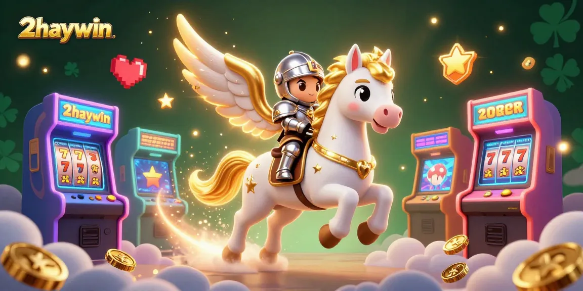 Experience thrilling action at 2haywin with vibrant game elements and epic personas in a 3D illustration.