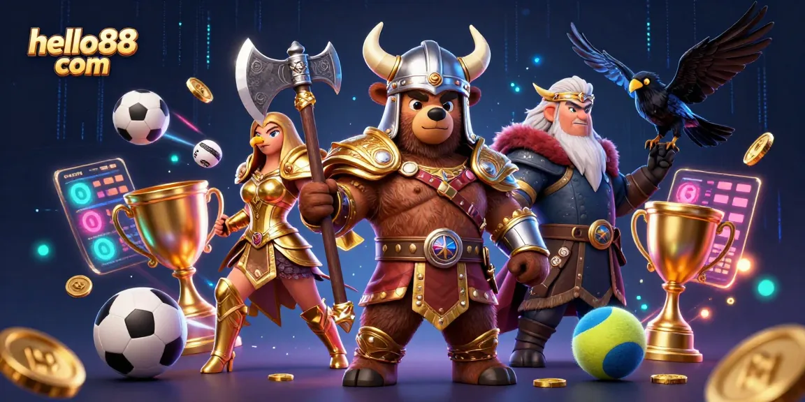 Experience exciting gameplay at hello88 com with vibrant 3D cartoon Viking and Valkyrie in action.