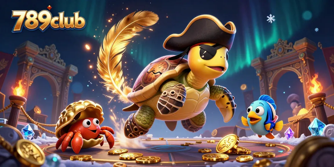 Engage with the thrilling adventures of 789club's pirate turtle, exploring treasure in a vibrant casino setting.