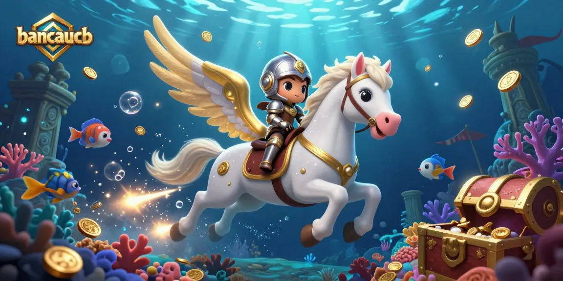 bancaucb adventure in underwater treasure hunting with golden wings celestial horse and knight