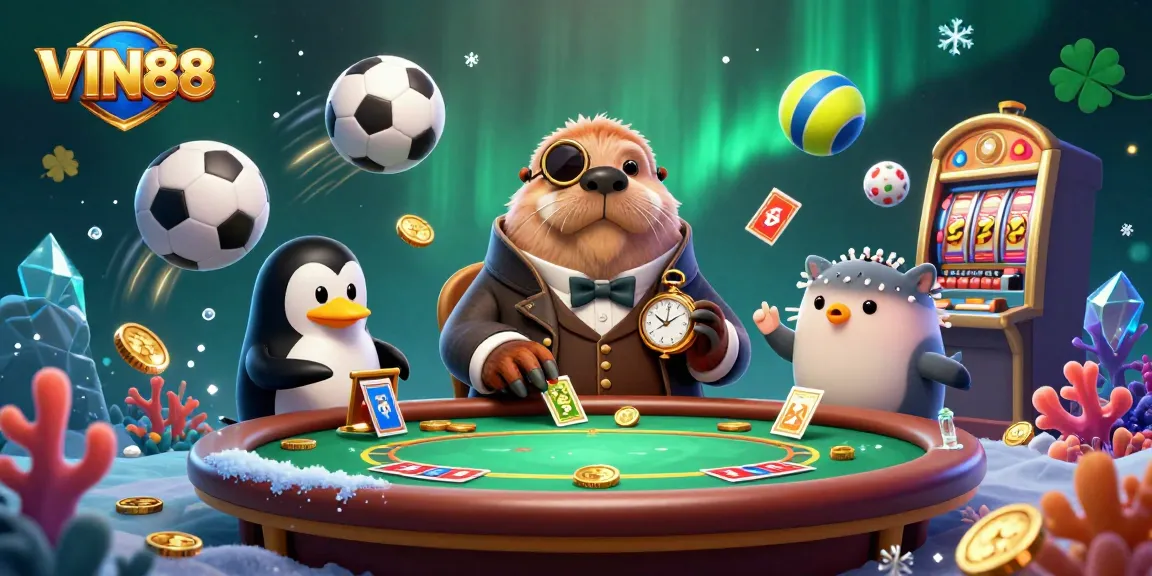 Experience thrilling online gaming at VIN88 with a whimsical underwater poker scene.