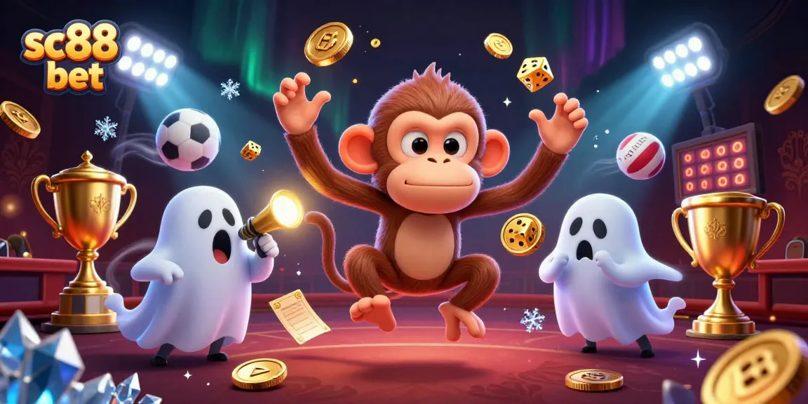 Experience thrilling sc88 bet action in this vibrant haunted casino scene with playful characters.