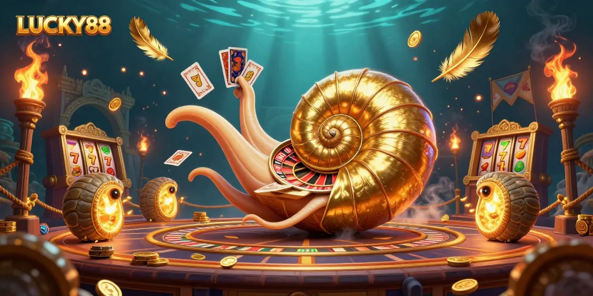 Experience the excitement of LUCKY88 with vibrant casino action and golden elements in this dynamic 3D scene.