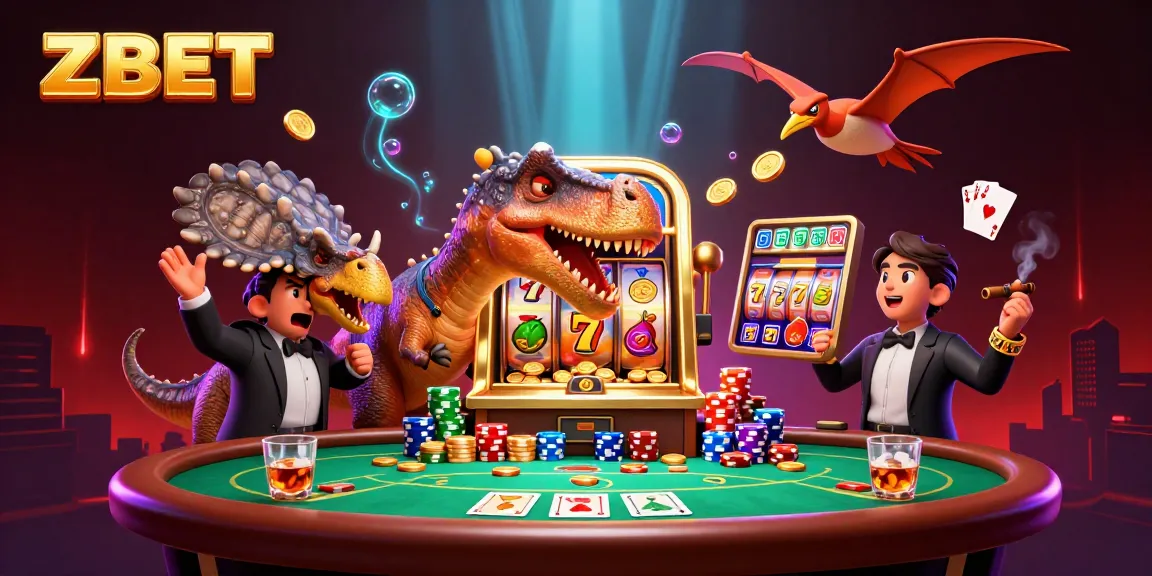 ZBET showcases an adventurous scene with a pachycephalosaurus delighting in jackpot wins alongside a frantic casino manager.