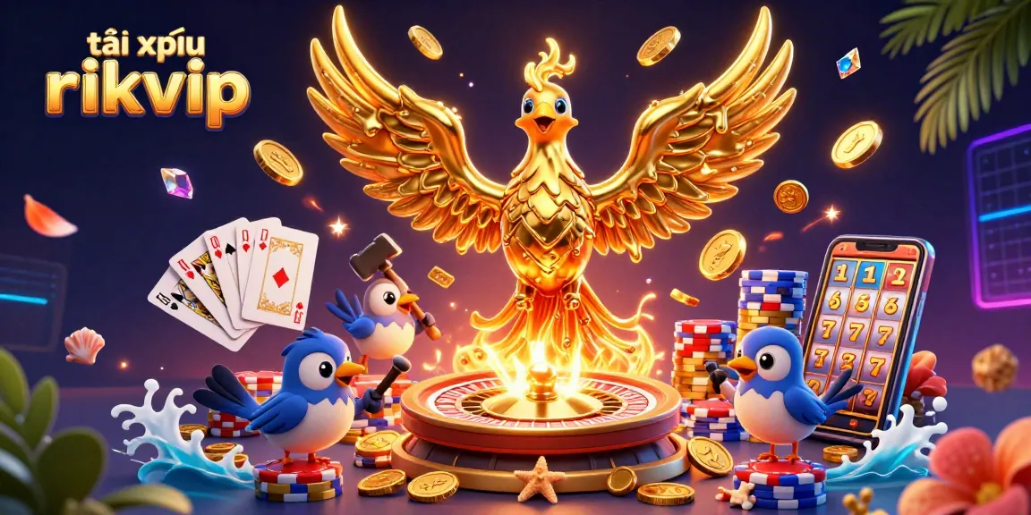 Win big with tài xỉu rikvip as the molten phoenix, coins, and game elements ignite the excitement.
